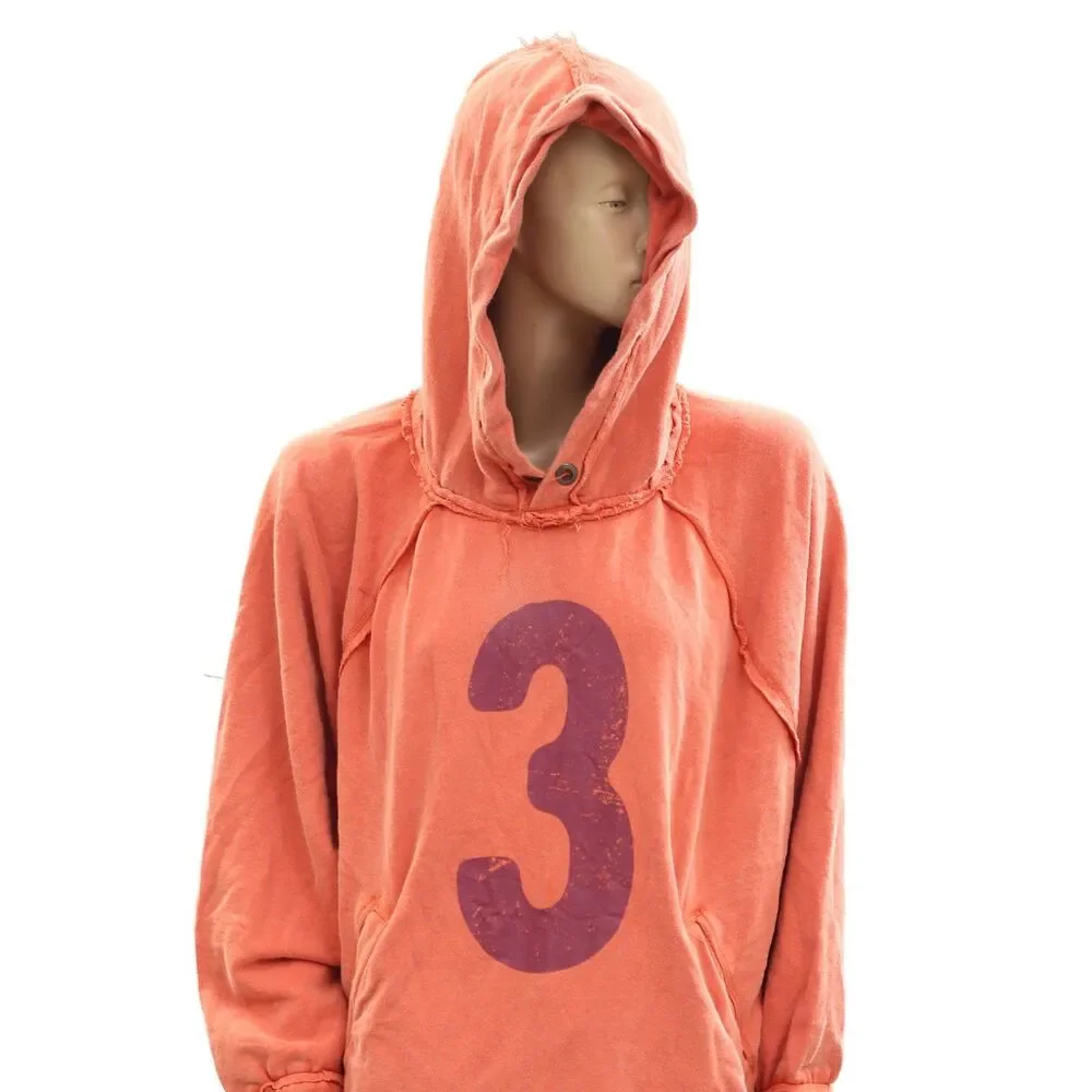 Free People We The Free Printed Sweatshirt Hoodie Top Oversized Orange S 284215